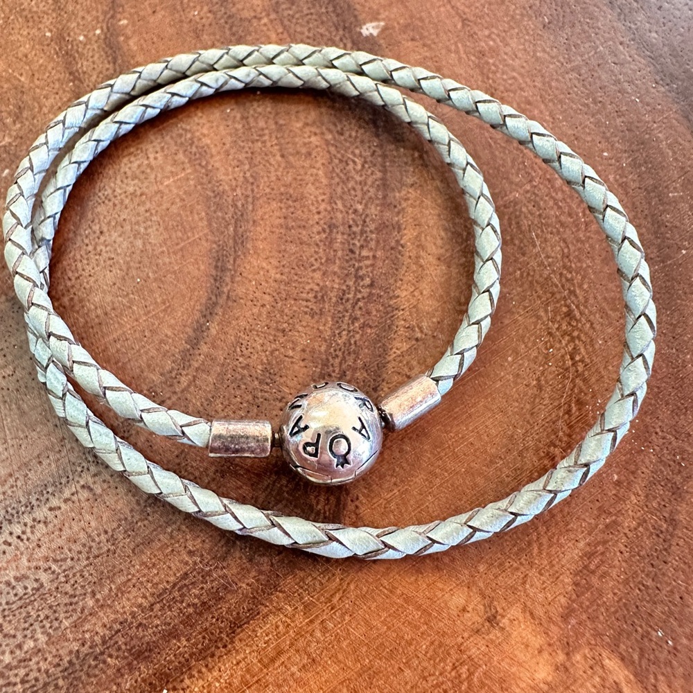 Pandora Light Blue Leather Double Wrap Bracelet